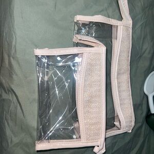 Clear and Beige Travel Pouch Set